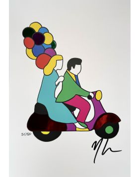 Coppia in Vespa con Palloncini